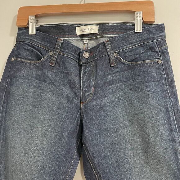 Habitual Bootcut Jeans Women Low-Rise Dark Wash Denim Maltese Cross Y2K - Picture 3 of 6